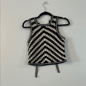 Zimmermann Black and Cream Crochet Top